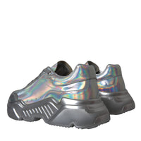 Dolce & Gabbana Silver Iridescent DAYMASTER Leather Sneakers Shoes