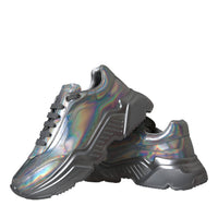 Dolce & Gabbana Silver Iridescent DAYMASTER Leather Sneakers Shoes