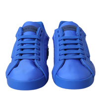 Dolce & Gabbana Blue Leather Fabric Low Top Sneakers Shoes