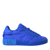 Dolce & Gabbana Blue Leather Fabric Low Top Sneakers Shoes