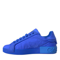 Dolce & Gabbana Blue Leather Fabric Low Top Sneakers Shoes