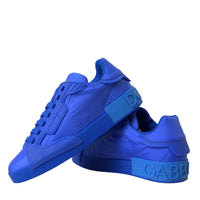 Dolce & Gabbana Blue Leather Fabric Low Top Sneakers Shoes