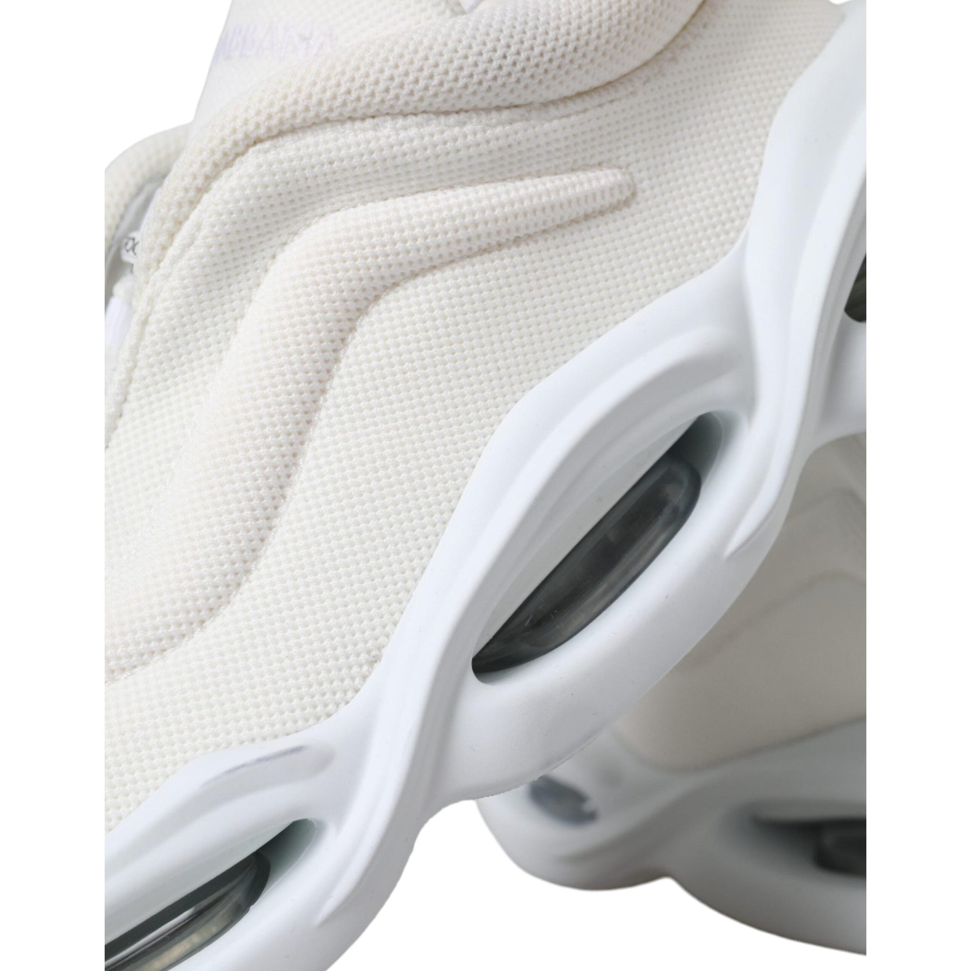 Dolce &amp; Gabbana White Padded Fabric Wave Low Top Sneakers Shoes