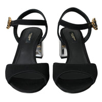 Dolce & Gabbana Black Crystal Ankle Strap Keira Sandal Shoes