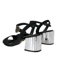 Dolce & Gabbana Black Crystal Ankle Strap Keira Sandal Shoes