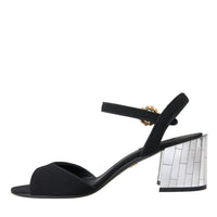 Dolce & Gabbana Black Crystal Ankle Strap Keira Sandal Shoes