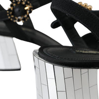 Dolce & Gabbana Black Crystal Ankle Strap Keira Sandal Shoes