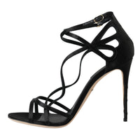 Dolce & Gabbana Black Keira Satin Heels Sandals Shoes