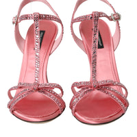 Dolce & Gabbana Pink Strass Ankle Strap Heels Sandals Shoes