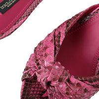 Dolce & Gabbana Pink Exotic Leather Kitten Heels Slides Shoes