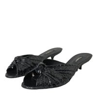 Dolce & Gabbana Black Exotic Leather Heels Slides Shoes