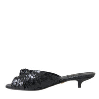 Dolce & Gabbana Black Exotic Leather Heels Slides Shoes