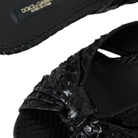 Dolce & Gabbana Black Exotic Leather Heels Slides Shoes