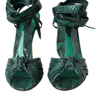 Dolce & Gabbana Green Exotic Leather Heels Sandals Shoes