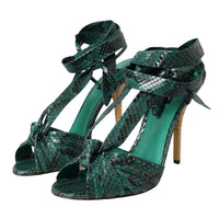 Dolce & Gabbana Green Exotic Leather Heels Sandals Shoes