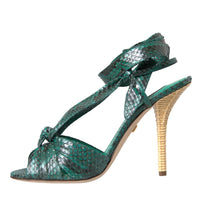 Dolce & Gabbana Green Exotic Leather Heels Sandals Shoes