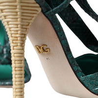 Dolce & Gabbana Green Exotic Leather Heels Sandals Shoes