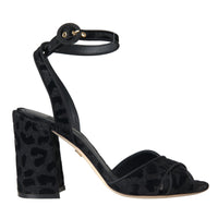 Dolce & Gabbana Black Leopard Suede Heels Sandals Shoes