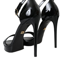 Dolce & Gabbana Black KEIRA Leather Heels Sandals Shoes