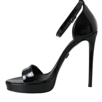 Dolce & Gabbana Black KEIRA Leather Heels Sandals Shoes