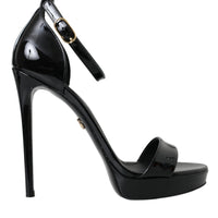 Dolce & Gabbana Black KEIRA Leather Heels Sandals Shoes