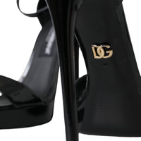 Dolce & Gabbana Black KEIRA Leather Heels Sandals Shoes