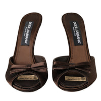 Dolce & Gabbana Brown Suede Leather Slides Heels Sandals Shoes