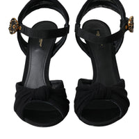 Dolce & Gabbana Black Suede Crystals Keira Sandals Shoes