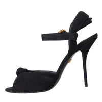 Dolce & Gabbana Black Suede Crystals Keira Sandals Shoes