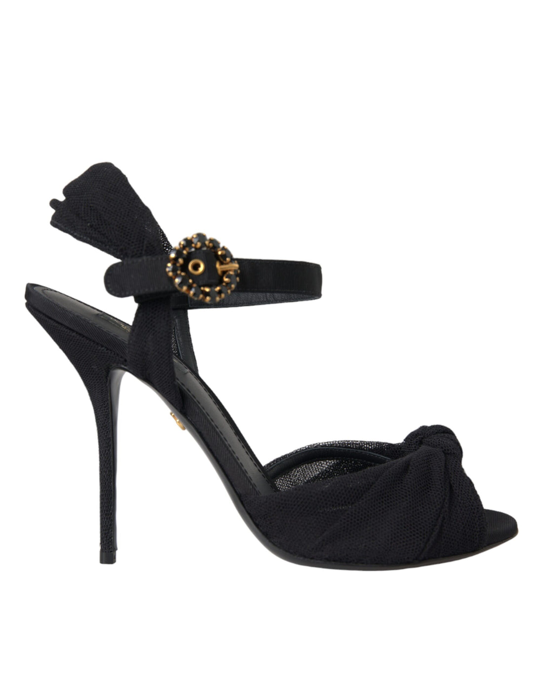 Dolce & Gabbana Black Suede Crystals Keira Sandals Shoes