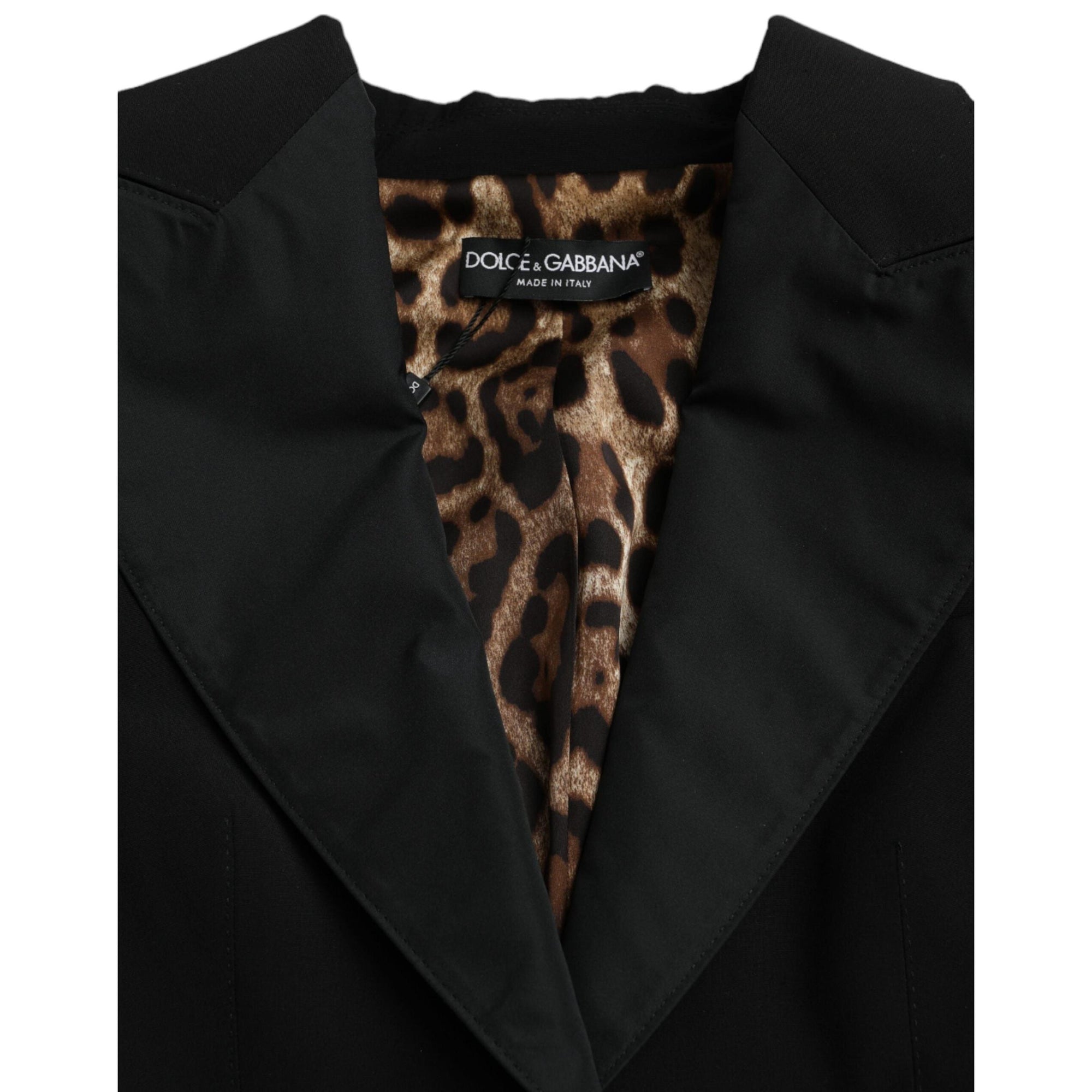 Dolce &amp; Gabbana Black Polyester Puffed Sleeves Cropped Jacket