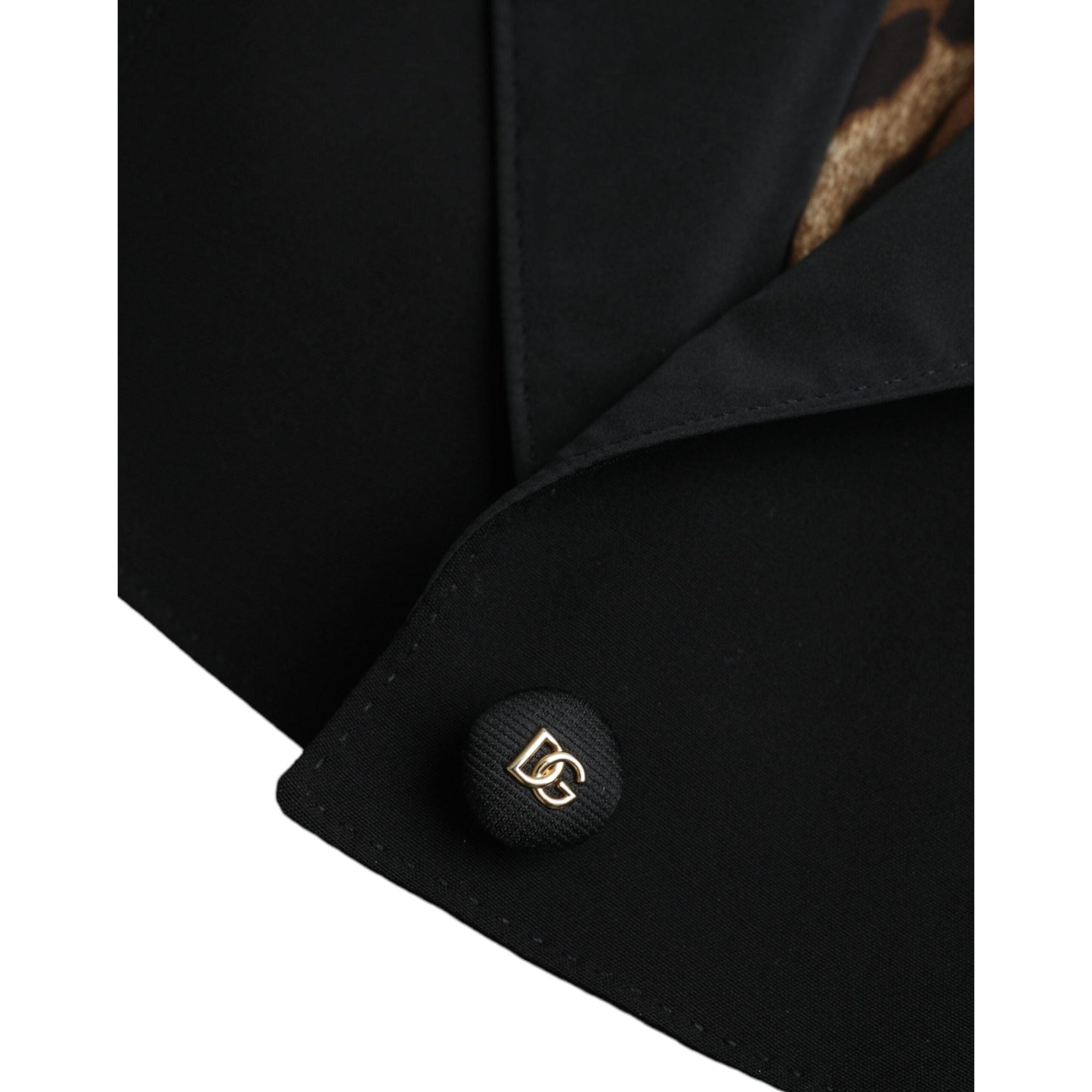 Dolce &amp; Gabbana Black Polyester Puffed Sleeves Cropped Jacket