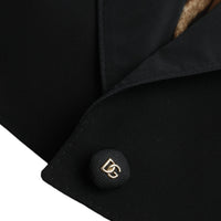 Dolce & Gabbana Black Polyester Puffed Sleeves Cropped Jacket