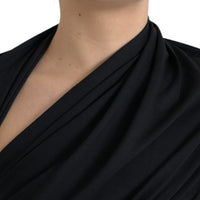 Dolce & Gabbana Black Wool Cutout Asymmetric Long Sleeve Top