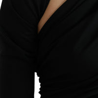 Dolce & Gabbana Black Wool Cutout Asymmetric Long Sleeve Top