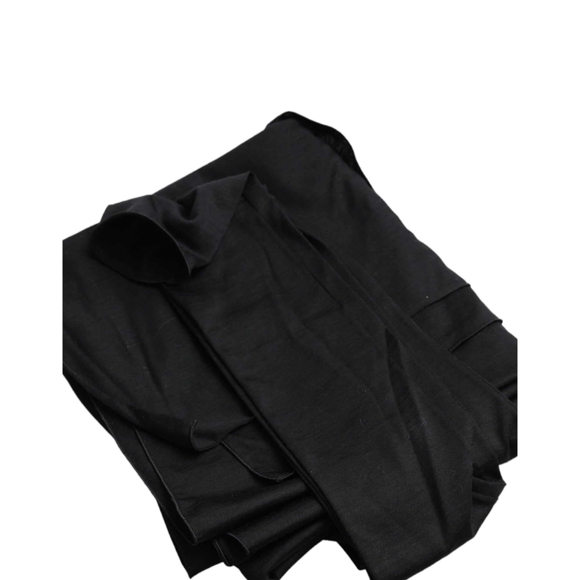 Dolce &amp; Gabbana Black Wool Cutout Asymmetric Long Sleeve Top