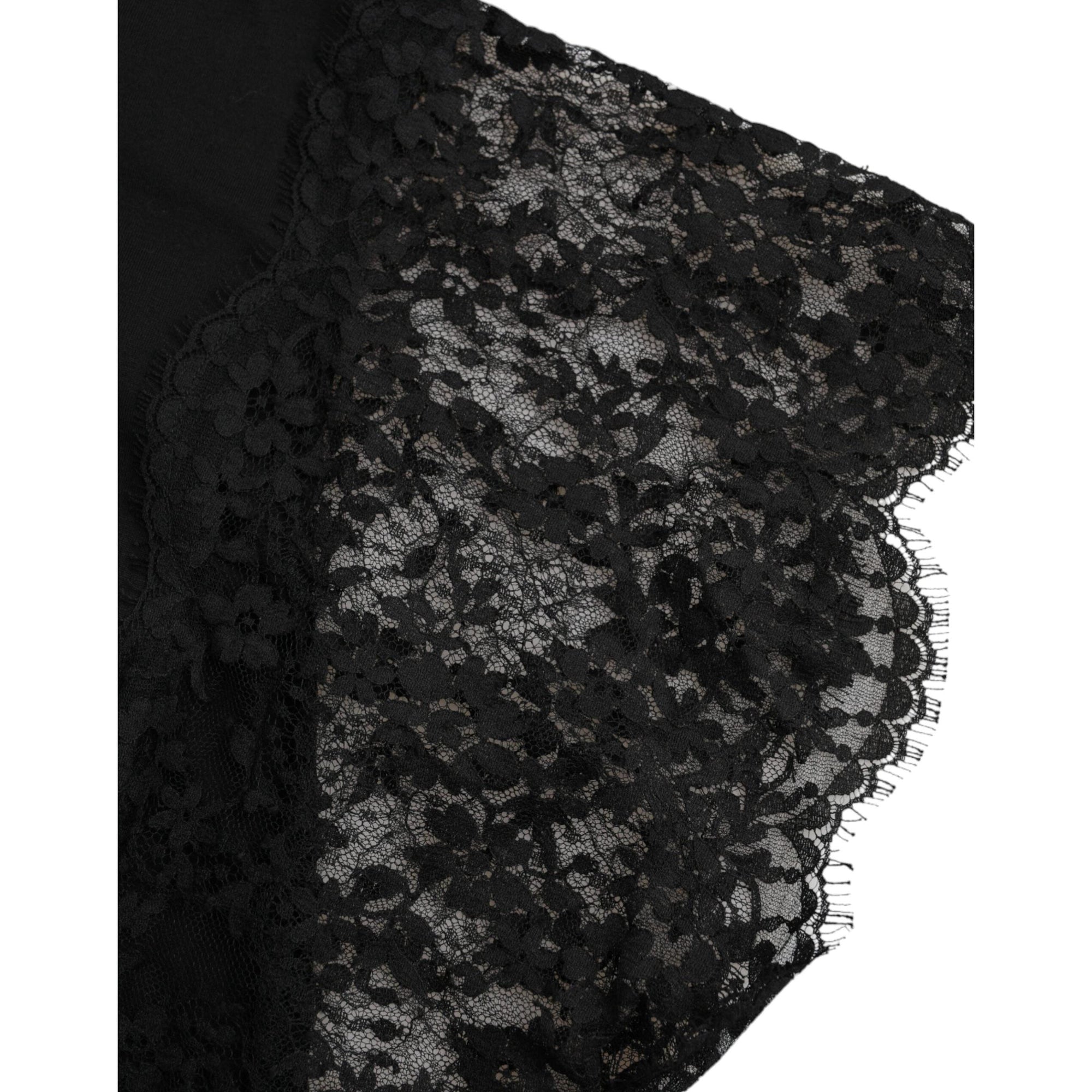 Dolce &amp; Gabbana Black Sacred Heart Print Cotton Lace T-shirt
