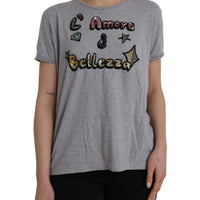 Dolce & Gabbana Gray Cotton L'Amore E'Bellezza Top T-shirt