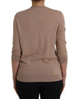 Dolce & Gabbana Brown Wool Black Lace 3/4 Sleeve Blouse Top