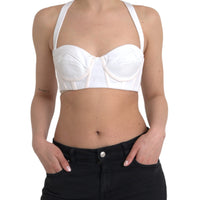 Versace White Viscose Bustier Sleeveless Cropped Top