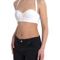 Versace White Viscose Bustier Sleeveless Cropped Top