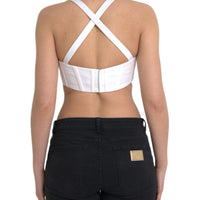 Versace White Viscose Bustier Sleeveless Cropped Top