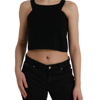 Dolce & Gabbana Black Sleeveless Round Neck Cropped Tank Top