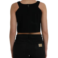 Dolce & Gabbana Black Sleeveless Round Neck Cropped Tank Top