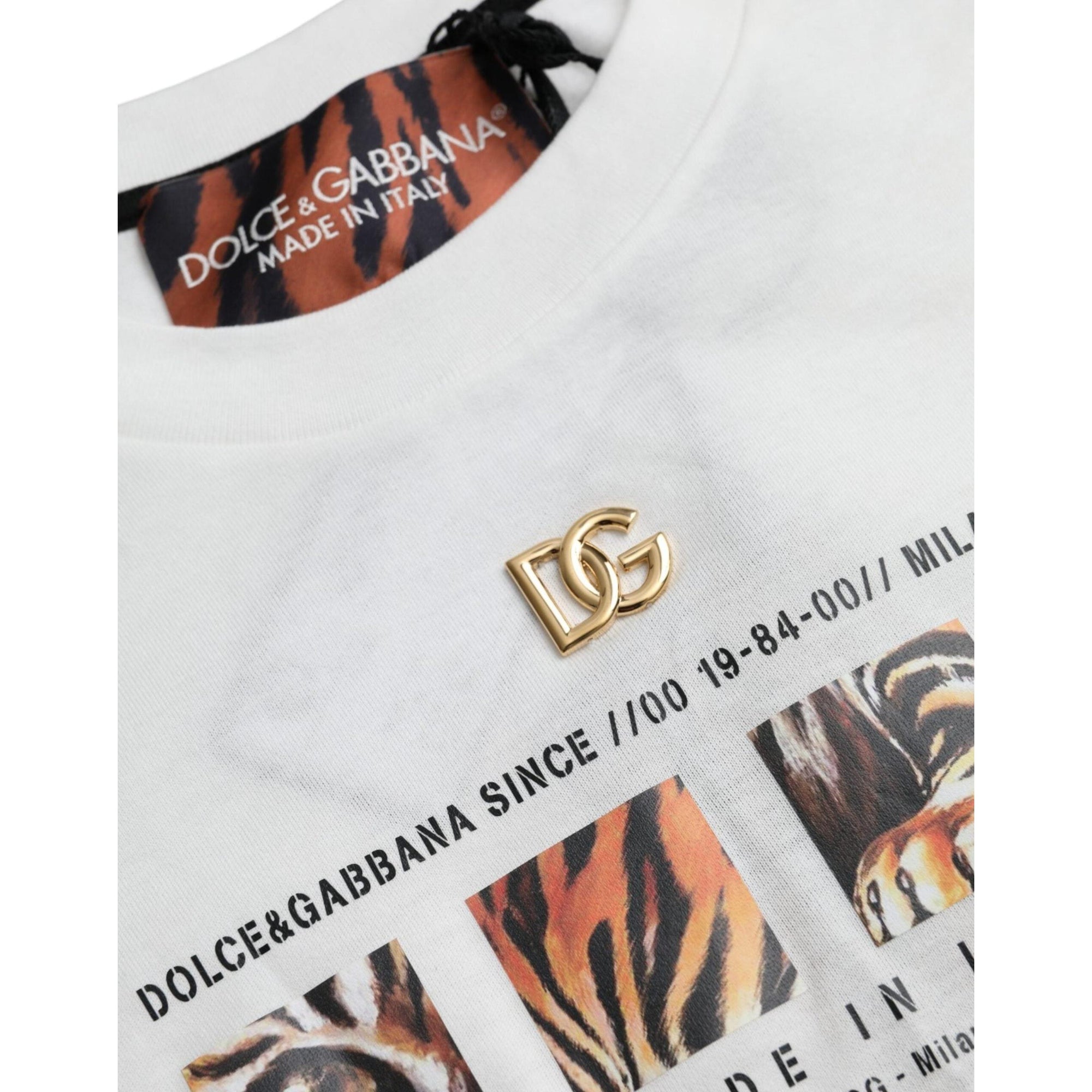 Dolce &amp; Gabbana White Cotton Short Sleeves Crew Neck T-shirt