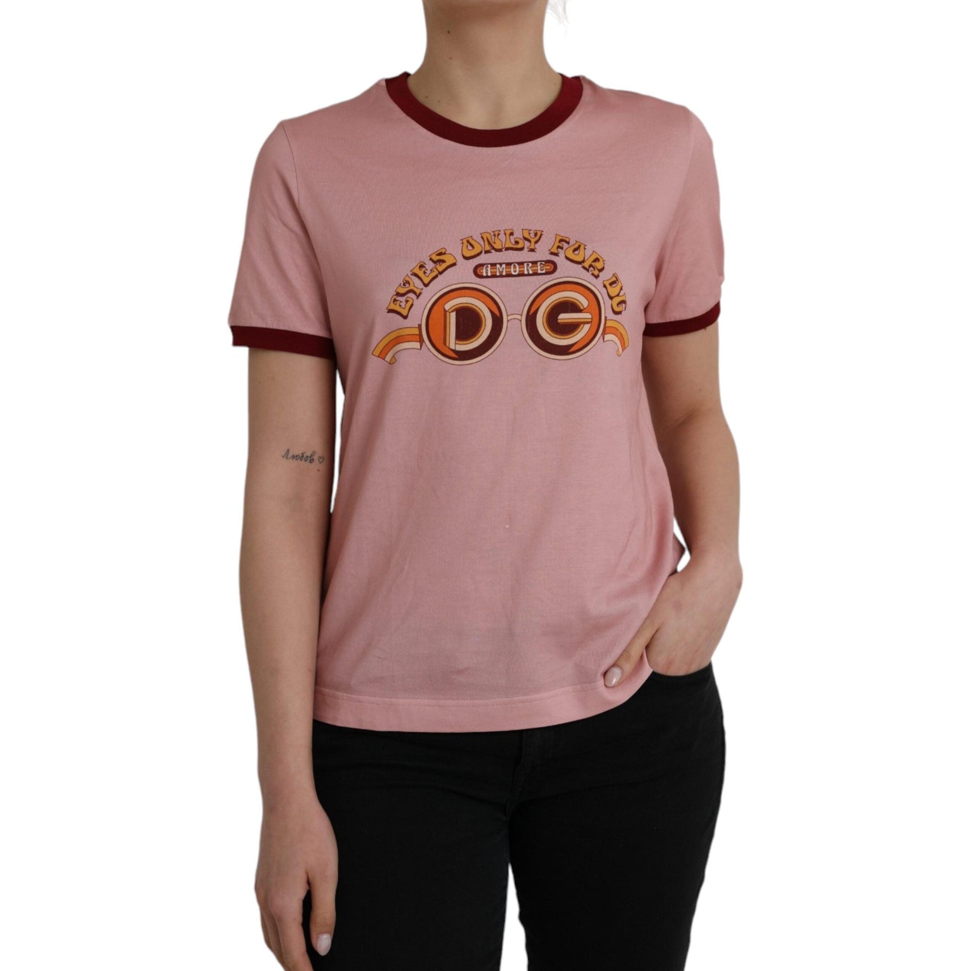 Dolce &amp; Gabbana Pink Cotton Short Sleeves Crew Neck T-shirt