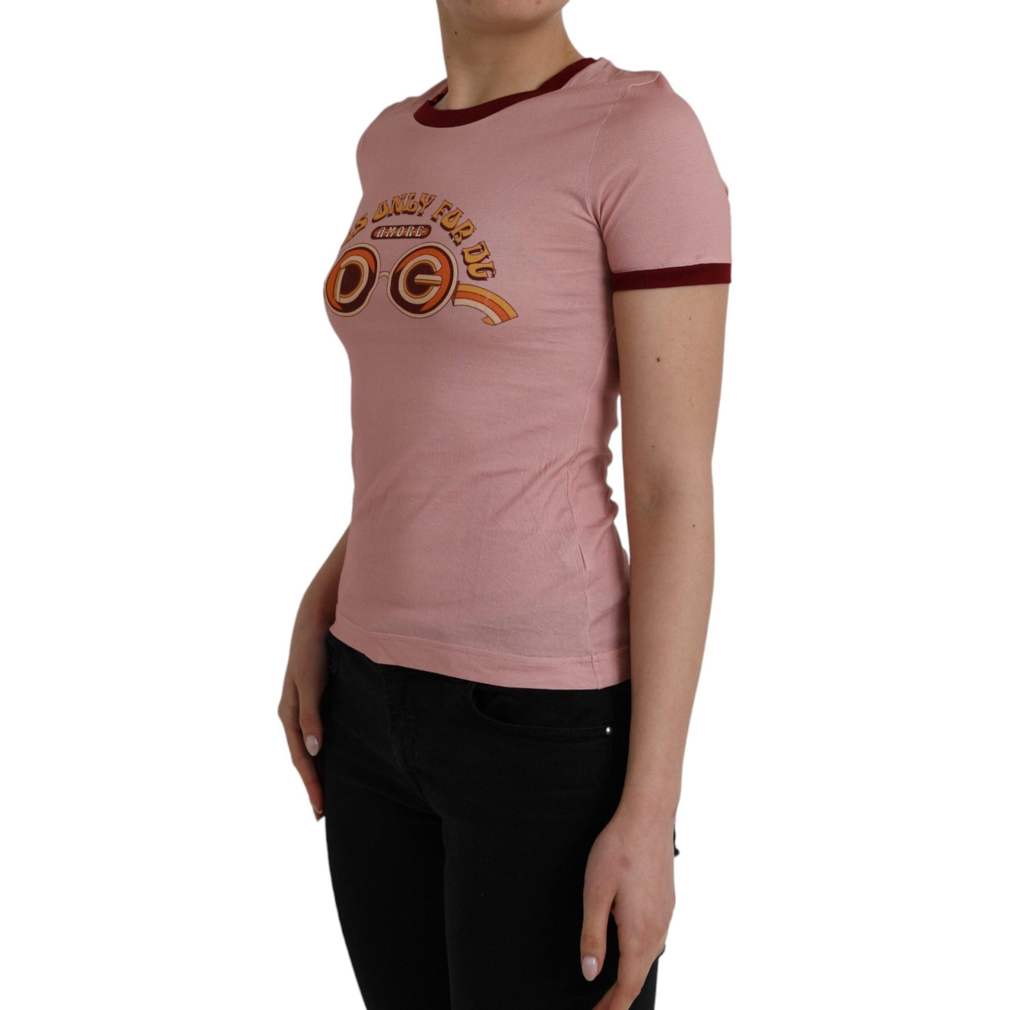 Dolce &amp; Gabbana Pink Cotton Short Sleeves Crew Neck T-shirt