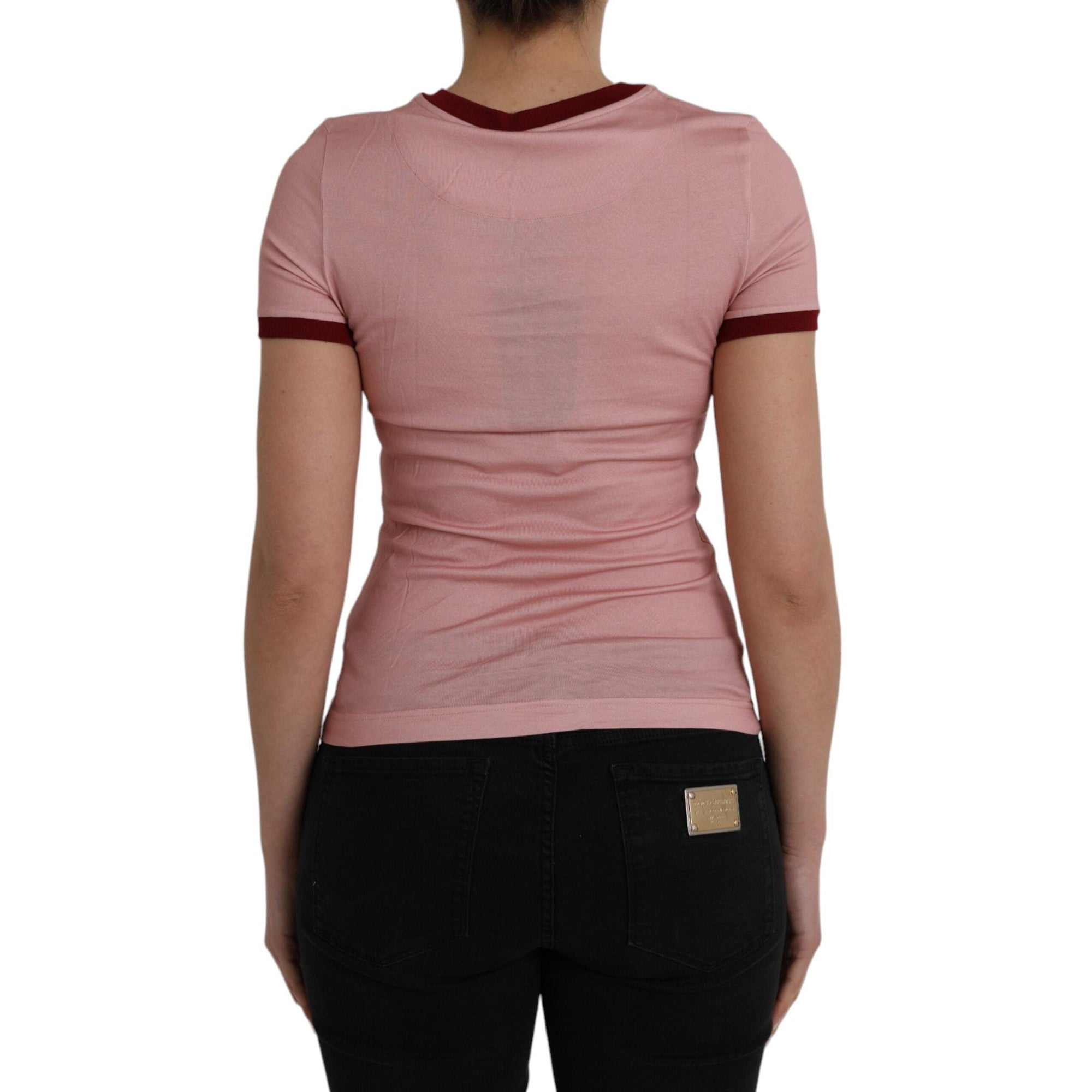 Dolce &amp; Gabbana Pink Cotton Short Sleeves Crew Neck T-shirt