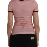 Dolce & Gabbana Pink Cotton Short Sleeves Crew Neck T-shirt