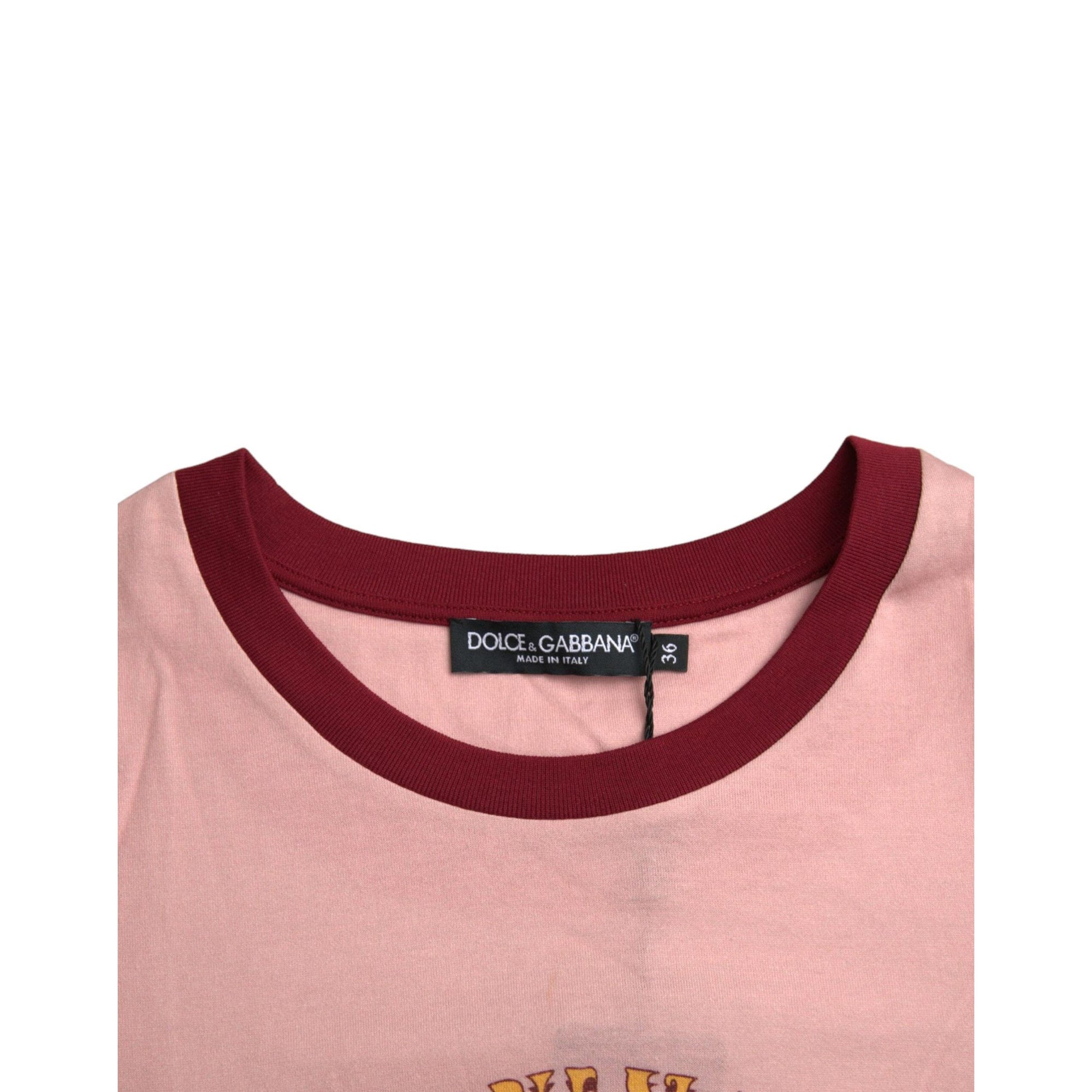 Dolce &amp; Gabbana Pink Cotton Short Sleeves Crew Neck T-shirt